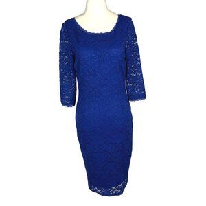 Laundry by Shelli Segal 3/4-Sleeve Blue Lace Cocktail Dress 6